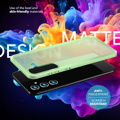 NALIA Matte Handyhülle für Samsung Galaxy S24 Plus – Stoßfester Silikon-Rahmen & Semi-Transparent – FUZION (Anti-Fingerprint Case) – Marke aus Berlin Mint-Grün NALIA Protective Hülle