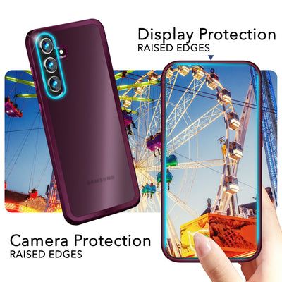 NALIA Matte Handyhülle für Samsung Galaxy S24 Plus – Stoßfester Silikon-Rahmen & Semi-Transparent – FUZION (Anti-Fingerprint Case) – Marke aus Berlin Rot NALIA Protective Hülle