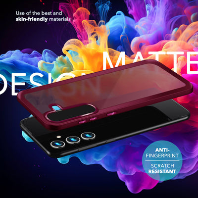 NALIA Matte Handyhülle für Samsung Galaxy S24 Plus – Stoßfester Silikon-Rahmen & Semi-Transparent – FUZION (Anti-Fingerprint Case) – Marke aus Berlin Rot NALIA Protective Hülle