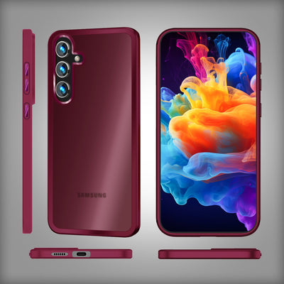 NALIA Matte Handyhülle für Samsung Galaxy S24 Plus – Stoßfester Silikon-Rahmen & Semi-Transparent – FUZION (Anti-Fingerprint Case) – Marke aus Berlin Rot NALIA Protective Hülle
