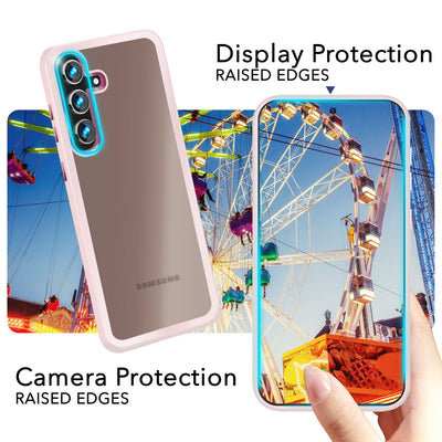 NALIA Matte Handyhülle für Samsung Galaxy S24 Plus – Stoßfester Silikon-Rahmen & Semi-Transparent – FUZION (Anti-Fingerprint Case) – Marke aus Berlin Rosa NALIA Protective Hülle