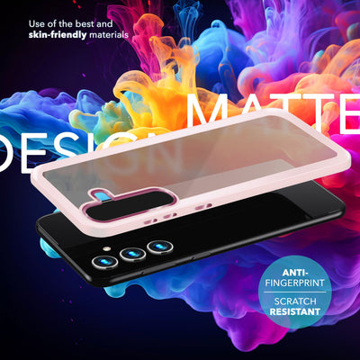 NALIA Matte Handyhülle für Samsung Galaxy S24 Plus – Stoßfester Silikon-Rahmen & Semi-Transparent – FUZION (Anti-Fingerprint Case) – Marke aus Berlin Rosa NALIA Protective Hülle