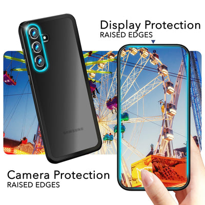 NALIA Matte Handyhülle für Samsung Galaxy S24 Plus – Stoßfester Silikon-Rahmen & Semi-Transparent – FUZION (Anti-Fingerprint Case) – Marke aus Berlin Schwarz NALIA Protective Hülle