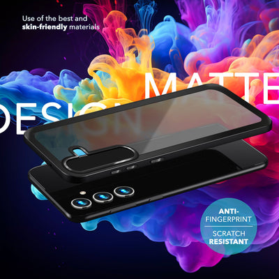 NALIA Matte Handyhülle für Samsung Galaxy S24 Plus – Stoßfester Silikon-Rahmen & Semi-Transparent – FUZION (Anti-Fingerprint Case) – Marke aus Berlin Schwarz NALIA Protective Hülle