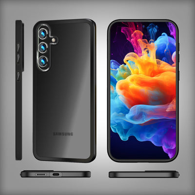 NALIA Matte Handyhülle für Samsung Galaxy S24 Plus – Stoßfester Silikon-Rahmen & Semi-Transparent – FUZION (Anti-Fingerprint Case) – Marke aus Berlin Schwarz NALIA Protective Hülle
