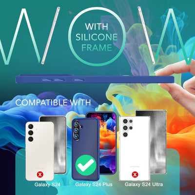 NALIA Matte Handyhülle für Samsung Galaxy S24 Plus – Stoßfester Silikon-Rahmen & Semi-Transparent – FUZION (Anti-Fingerprint Case) – Marke aus Berlin Dunkelblau NALIA Protective Hülle