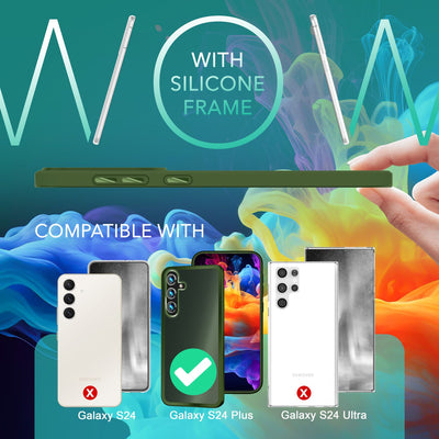 NALIA Matte Handyhülle für Samsung Galaxy S24 Plus – Stoßfester Silikon-Rahmen & Semi-Transparent – FUZION (Anti-Fingerprint Case) – Marke aus Berlin Dunkel-Grün NALIA Protective Hülle