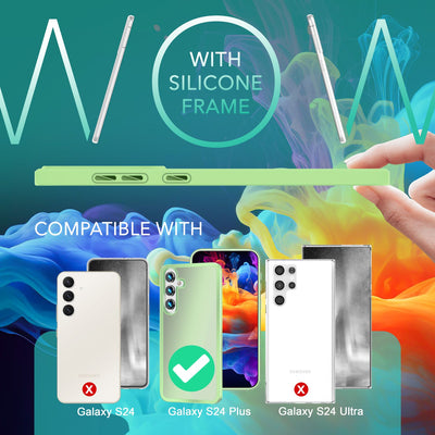 NALIA Matte Handyhülle für Samsung Galaxy S24 Plus – Stoßfester Silikon-Rahmen & Semi-Transparent – FUZION (Anti-Fingerprint Case) – Marke aus Berlin Mint-Grün NALIA Protective Hülle