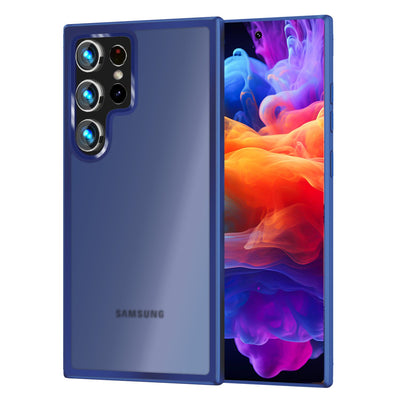 NALIA Matte Handyhülle für Samsung Galaxy S24 Ultra – Stoßfester Silikon-Rahmen & Semi-Transparent – FUZION (Anti-Fingerprint Case) – Marke aus Berlin Dunkelblau NALIA Protective Hülle