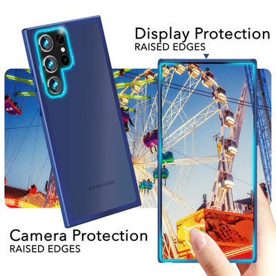 NALIA Matte Handyhülle für Samsung Galaxy S24 Ultra – Stoßfester Silikon-Rahmen & Semi-Transparent – FUZION (Anti-Fingerprint Case) – Marke aus Berlin Dunkelblau NALIA Protective Hülle