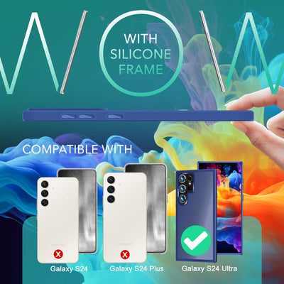 NALIA Matte Handyhülle für Samsung Galaxy S24 Ultra – Stoßfester Silikon-Rahmen & Semi-Transparent – FUZION (Anti-Fingerprint Case) – Marke aus Berlin Dunkelblau NALIA Protective Hülle