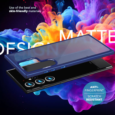 NALIA Matte Handyhülle für Samsung Galaxy S24 Ultra – Stoßfester Silikon-Rahmen & Semi-Transparent – FUZION (Anti-Fingerprint Case) – Marke aus Berlin Dunkelblau NALIA Protective Hülle