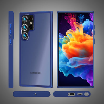 NALIA Matte Handyhülle für Samsung Galaxy S24 Ultra – Stoßfester Silikon-Rahmen & Semi-Transparent – FUZION (Anti-Fingerprint Case) – Marke aus Berlin Dunkelblau NALIA Protective Hülle
