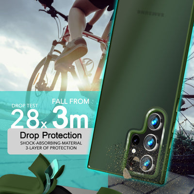 NALIA Matte Handyhülle für Samsung Galaxy S24 Ultra – Stoßfester Silikon-Rahmen & Semi-Transparent – FUZION (Anti-Fingerprint Case) – Marke aus Berlin Dunkel-Grün NALIA Protective Hülle