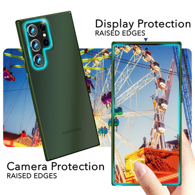 NALIA Matte Handyhülle für Samsung Galaxy S24 Ultra – Stoßfester Silikon-Rahmen & Semi-Transparent – FUZION (Anti-Fingerprint Case) – Marke aus Berlin Dunkel-Grün NALIA Protective Hülle