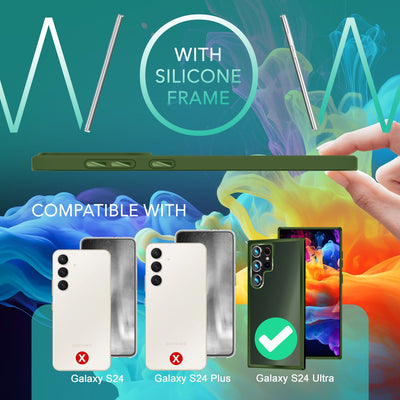 NALIA Matte Handyhülle für Samsung Galaxy S24 Ultra – Stoßfester Silikon-Rahmen & Semi-Transparent – FUZION (Anti-Fingerprint Case) – Marke aus Berlin Dunkel-Grün NALIA Protective Hülle