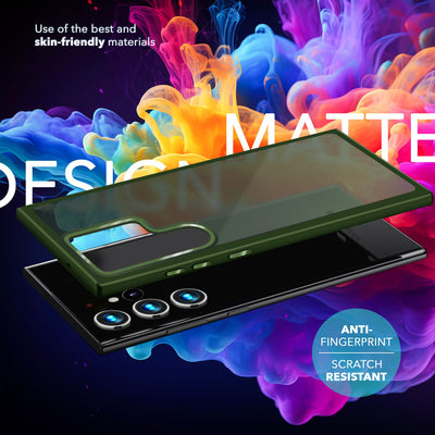 NALIA Matte Handyhülle für Samsung Galaxy S24 Ultra – Stoßfester Silikon-Rahmen & Semi-Transparent – FUZION (Anti-Fingerprint Case) – Marke aus Berlin Dunkel-Grün NALIA Protective Hülle