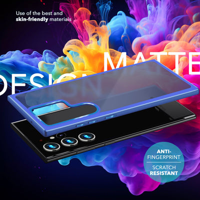 NALIA Matte Handyhülle für Samsung Galaxy S24 Ultra – Stoßfester Silikon-Rahmen & Semi-Transparent – FUZION (Anti-Fingerprint Case) – Marke aus Berlin Hellblau NALIA Protective Hülle