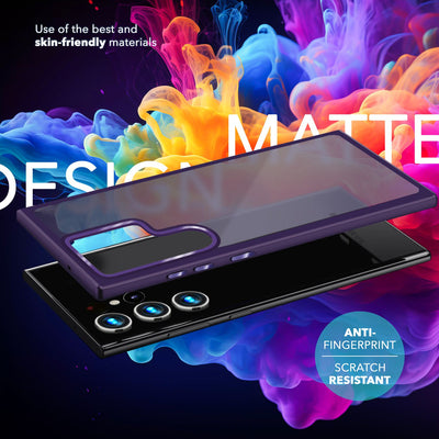 NALIA Matte Handyhülle für Samsung Galaxy S24 Ultra – Stoßfester Silikon-Rahmen & Semi-Transparent – FUZION (Anti-Fingerprint Case) – Marke aus Berlin Lila NALIA Protective Hülle