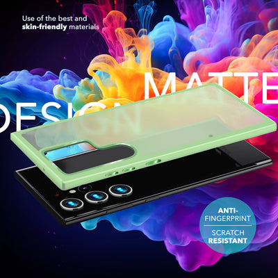 NALIA Matte Handyhülle für Samsung Galaxy S24 Ultra – Stoßfester Silikon-Rahmen & Semi-Transparent – FUZION (Anti-Fingerprint Case) – Marke aus Berlin Mint-Grün NALIA Protective Hülle