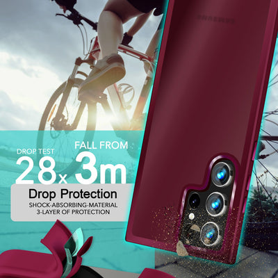 NALIA Matte Handyhülle für Samsung Galaxy S24 Ultra – Stoßfester Silikon-Rahmen & Semi-Transparent – FUZION (Anti-Fingerprint Case) – Marke aus Berlin Rot NALIA Protective Hülle