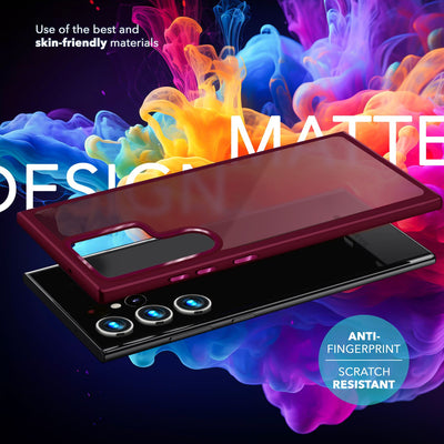 NALIA Matte Handyhülle für Samsung Galaxy S24 Ultra – Stoßfester Silikon-Rahmen & Semi-Transparent – FUZION (Anti-Fingerprint Case) – Marke aus Berlin Rot NALIA Protective Hülle