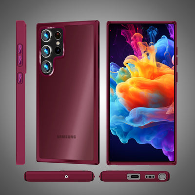 NALIA Matte Handyhülle für Samsung Galaxy S24 Ultra – Stoßfester Silikon-Rahmen & Semi-Transparent – FUZION (Anti-Fingerprint Case) – Marke aus Berlin Rot NALIA Protective Hülle