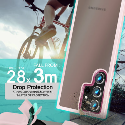 NALIA Matte Handyhülle für Samsung Galaxy S24 Ultra – Stoßfester Silikon-Rahmen & Semi-Transparent – FUZION (Anti-Fingerprint Case) – Marke aus Berlin Rosa NALIA Protective Hülle
