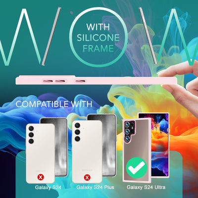 NALIA Matte Handyhülle für Samsung Galaxy S24 Ultra – Stoßfester Silikon-Rahmen & Semi-Transparent – FUZION (Anti-Fingerprint Case) – Marke aus Berlin Rosa NALIA Protective Hülle