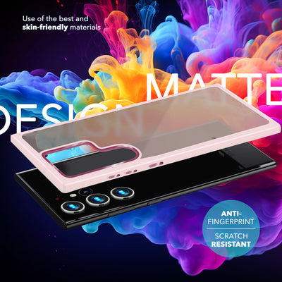 NALIA Matte Handyhülle für Samsung Galaxy S24 Ultra – Stoßfester Silikon-Rahmen & Semi-Transparent – FUZION (Anti-Fingerprint Case) – Marke aus Berlin Rosa NALIA Protective Hülle