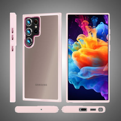 NALIA Matte Handyhülle für Samsung Galaxy S24 Ultra – Stoßfester Silikon-Rahmen & Semi-Transparent – FUZION (Anti-Fingerprint Case) – Marke aus Berlin Rosa NALIA Protective Hülle