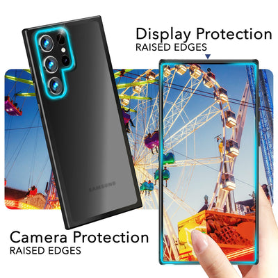 NALIA Matte Handyhülle für Samsung Galaxy S24 Ultra – Stoßfester Silikon-Rahmen & Semi-Transparent – FUZION (Anti-Fingerprint Case) – Marke aus Berlin Schwarz NALIA Protective Hülle