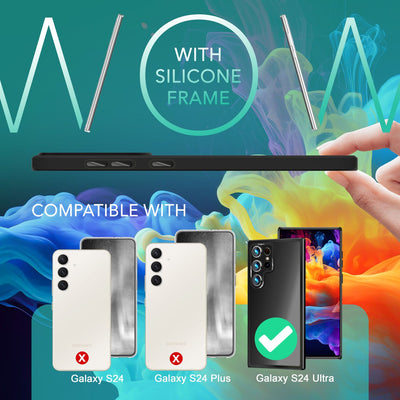 NALIA Matte Handyhülle für Samsung Galaxy S24 Ultra – Stoßfester Silikon-Rahmen & Semi-Transparent – FUZION (Anti-Fingerprint Case) – Marke aus Berlin Schwarz NALIA Protective Hülle
