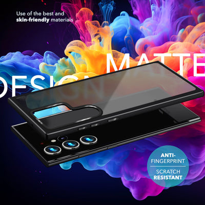 NALIA Matte Handyhülle für Samsung Galaxy S24 Ultra – Stoßfester Silikon-Rahmen & Semi-Transparent – FUZION (Anti-Fingerprint Case) – Marke aus Berlin Schwarz NALIA Protective Hülle