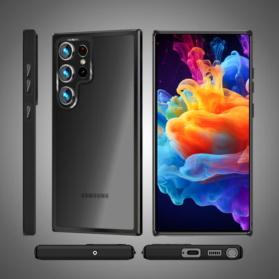 NALIA Matte Handyhülle für Samsung Galaxy S24 Ultra – Stoßfester Silikon-Rahmen & Semi-Transparent – FUZION (Anti-Fingerprint Case) – Marke aus Berlin Schwarz NALIA Protective Hülle