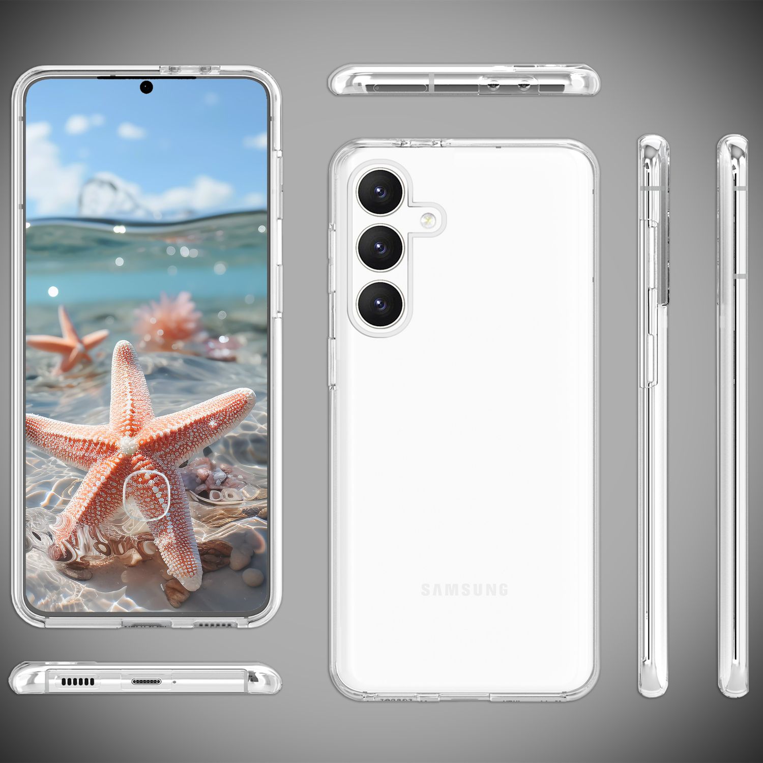 NALIA Klare 360-Grad Schutzhülle für Samsung Galaxy S24 Plus Hülle,  Transparenter Rundum-Schutz mit harter Rückseite, Silikon-Rahmen &  Front-Cover