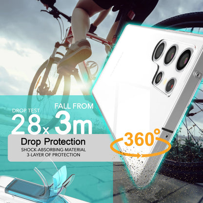 NALIA Klare 360-Grad Schutzhülle für Samsung Galaxy S24 Ultra Hülle, Transparenter Rundum-Schutz, Durchsichtig Anti-Gelb