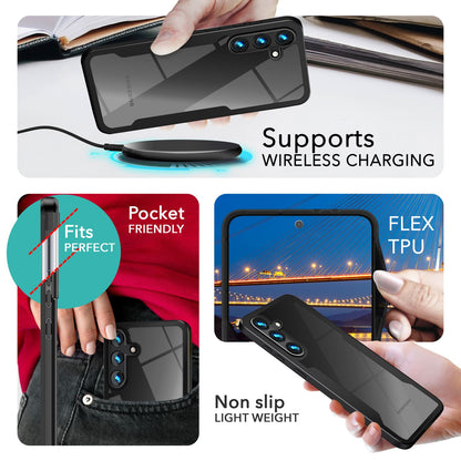 NALIA Klares 360-Grad Hybrid Cover für Samsung Galaxy S24 Plus Hülle, Kratzfeste Harte Rückseite & Aufprallschutz-Rahmen Schwarz NALIA Protective Hülle