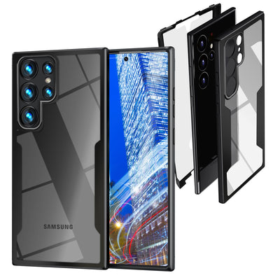 NALIA 360° Hülle für Samsung Galaxy S24 Ultra – Vergilbungsfrei & Rutschfester Matt-Rahmen – SURROUND (Full-Body Case mit Kameraschutz) – Marke aus Berlin Schwarz NALIA Protective Hülle