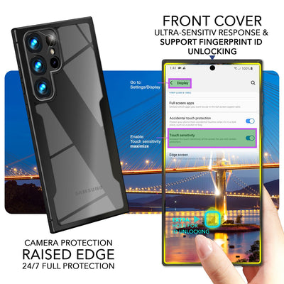 NALIA 360° Hülle für Samsung Galaxy S24 Ultra – Vergilbungsfrei & Rutschfester Matt-Rahmen – SURROUND (Full-Body Case mit Kameraschutz) – Marke aus Berlin Schwarz NALIA Protective Hülle