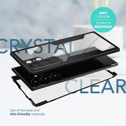 NALIA Klares 360-Grad Hybrid Cover für Samsung Galaxy S24 Ultra Hülle, Kratzfeste Harte Rückseite & Fallschutz-Rahmen Schwarz NALIA Protective Hülle