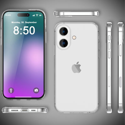 NALIA Transparente Silikonhülle für iPhone 16 – Anti-Gelb & Rutschfest – GLAZE (Handyhülle Kristallklar, Schlank & Stoßfest) – Marke aus Berlin Default Title NALIA Transparente Hülle