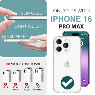 NALIA Transparente Silikonhülle für iPhone 16 Pro Max – Anti-Gelb & Rutschfest – GLAZE (Handyhülle Kristallklar, Schlank & Stoßfest) – Marke aus Berlin Default Title NALIA Transparente Hülle
