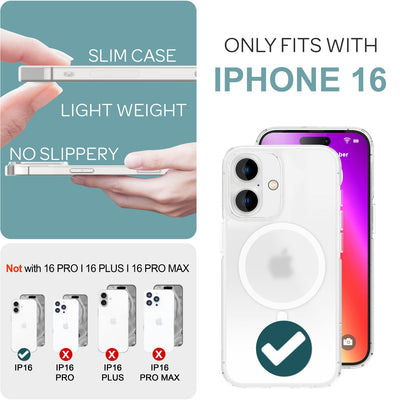 NALIA MagPower Semi-Transparent Case kompatibel mit iPhone 16 Hülle [kompatibel mit MagSafe], Halb-Durchsichtig Matt-Klar Cover Anti-Gelb Robust, Harte Rückseite & Silikon Rahmen, Dünn Slim Default Title NALIA Transparente Hülle