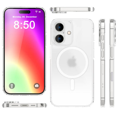 NALIA MagPower Semi-Transparent Case kompatibel mit iPhone 16 Hülle [kompatibel mit MagSafe], Halb-Durchsichtig Matt-Klar Cover Anti-Gelb Robust, Harte Rückseite & Silikon Rahmen, Dünn Slim Default Title NALIA Transparente Hülle