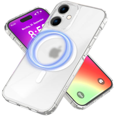 NALIA MagPower Semi-Transparent Case kompatibel mit iPhone 16 Plus Hülle [kompatibel mit MagSafe], Halb-Durchsichtig Matt-Klar Cover Anti-Gelb Robust, Harte Rückseite & Silikon Rahmen, Dünn Default Title NALIA Transparente Hülle
