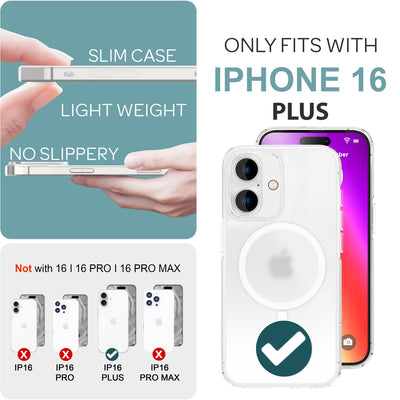 NALIA MagPower Semi-Transparent Case kompatibel mit iPhone 16 Plus Hülle [kompatibel mit MagSafe], Halb-Durchsichtig Matt-Klar Cover Anti-Gelb Robust, Harte Rückseite & Silikon Rahmen, Dünn Default Title NALIA Transparente Hülle