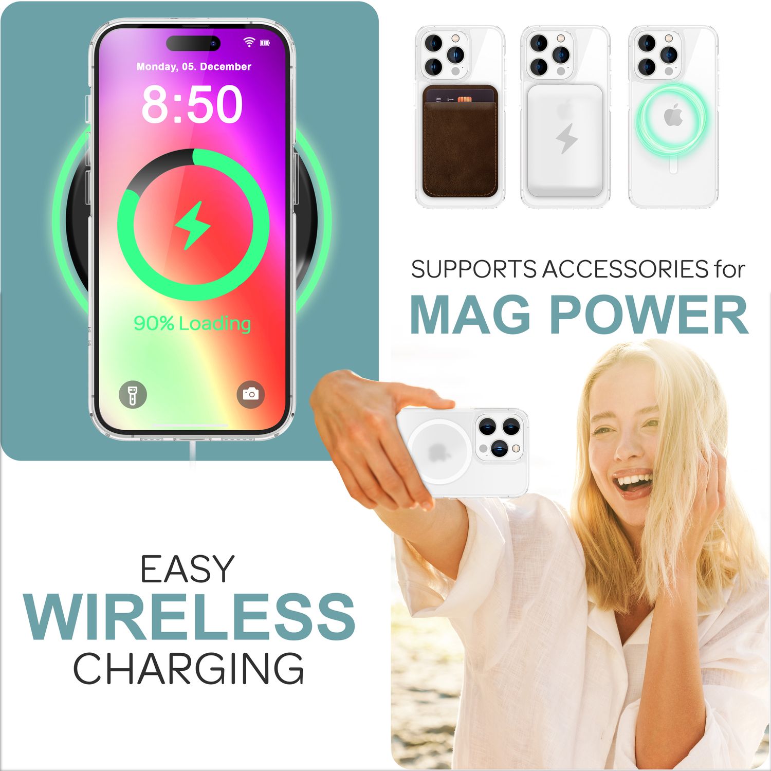 NALIA Matte MagPower Acryl Hülle für iPhone 16 Pro, mit MagSafe Ring, Semi-Transparente Anti-Fingerabdruck Handyhülle Default Title NALIA Transparente Hülle