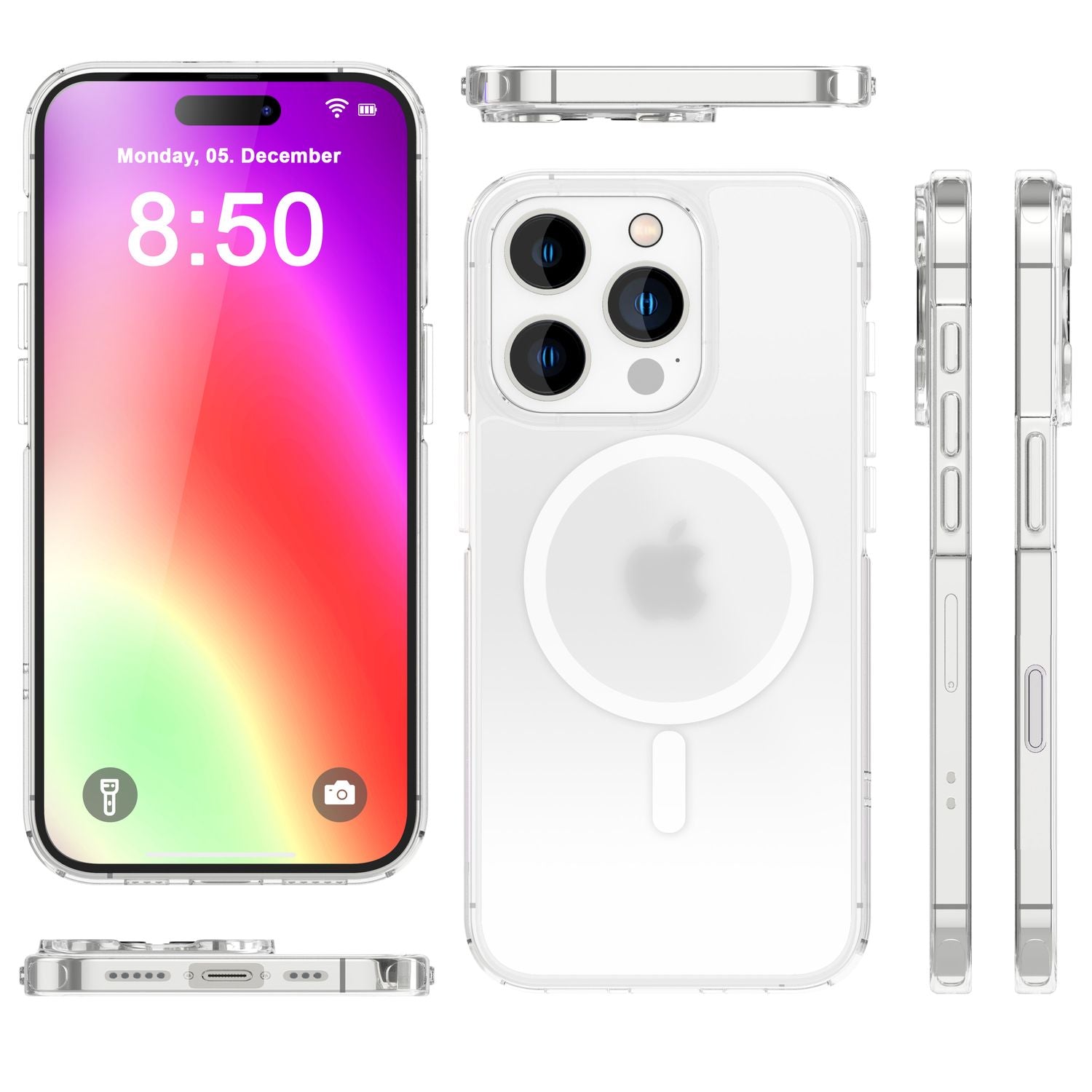 NALIA Matte MagPower Acryl Hülle für iPhone 16 Pro, mit MagSafe Ring, Semi-Transparente Anti-Fingerabdruck Handyhülle Default Title NALIA Transparente Hülle