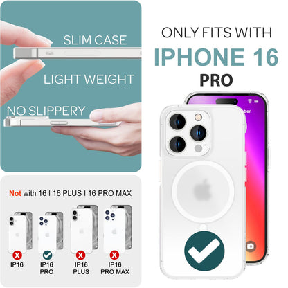 NALIA Matte MagPower Acryl Hülle für iPhone 16 Pro, mit MagSafe Ring, Semi-Transparente Anti-Fingerabdruck Handyhülle Default Title NALIA Transparente Hülle